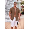 image:imageCOOFANDY Mens Casual Button Down Shirts Short Sleeve Textured Summer Beach Shirt with PocketBrown