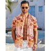 image:imageCOOFANDY Mens Casual Button Down Shirts Short Sleeve Textured Summer Beach Shirt with PocketCoral Pinktropical Style