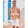 image:imageCOOFANDY Mens Casual Button Down Shirts Short Sleeve Textured Summer Beach Shirt with PocketCoral Pinktropical Style