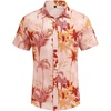 image:imageCOOFANDY Mens Casual Button Down Shirts Short Sleeve Textured Summer Beach Shirt with PocketCoral Pinktropical Style