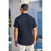 image:imageCOOFANDY Mens Casual Button Down Shirts Short Sleeve Textured Summer Beach Shirt with PocketIndigo