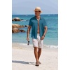 image:imageCOOFANDY Mens Casual Button Down Shirts Short Sleeve Textured Summer Beach Shirt with PocketPeacock Blue