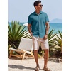 image:imageCOOFANDY Mens Casual Button Down Shirts Short Sleeve Textured Summer Beach Shirt with PocketPeacock Blue