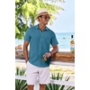image:imageCOOFANDY Mens Casual Button Down Shirts Short Sleeve Textured Summer Beach Shirt with PocketPeacock Blue