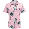 image:imageCOOFANDY Mens Casual Button Down Shirts Short Sleeve Textured Summer Beach Shirt with PocketPink  Flamingo