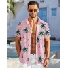 image:imageCOOFANDY Mens Casual Button Down Shirts Short Sleeve Textured Summer Beach Shirt with PocketPink  Flamingo