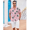 image:imageCOOFANDY Mens Casual Button Down Shirts Short Sleeve Textured Summer Beach Shirt with PocketPink  Flamingo