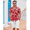 image:imageCOOFANDY Mens Casual Button Down Shirts Short Sleeve Textured Summer Beach Shirt with PocketRed White Floral
