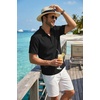 image:imageCOOFANDY Mens Casual Henley Shirt Band Collar Short Sleeve Shirt for Mens Summer Beach TShirts VacationBlack