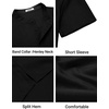 image:imageCOOFANDY Mens Casual Henley Shirt Band Collar Short Sleeve Shirt for Mens Summer Beach TShirts VacationBlack