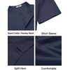 image:imageCOOFANDY Mens Casual Henley Shirt Band Collar Short Sleeve Shirt for Mens Summer Beach TShirts VacationDark Blue