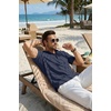 image:imageCOOFANDY Mens Casual Henley Shirt Band Collar Short Sleeve Shirt for Mens Summer Beach TShirts VacationDark Blue