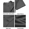 image:imageCOOFANDY Mens Casual Henley Shirt Band Collar Short Sleeve Shirt for Mens Summer Beach TShirts VacationDark Gray