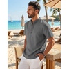 image:imageCOOFANDY Mens Casual Henley Shirt Band Collar Short Sleeve Shirt for Mens Summer Beach TShirts VacationDark Gray
