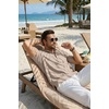 image:imageCOOFANDY Mens Casual Henley Shirt Band Collar Short Sleeve Shirt for Mens Summer Beach TShirts VacationKakhi