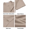 image:imageCOOFANDY Mens Casual Henley Shirt Band Collar Short Sleeve Shirt for Mens Summer Beach TShirts VacationKakhi