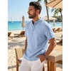 image:imageCOOFANDY Mens Casual Henley Shirt Band Collar Short Sleeve Shirt for Mens Summer Beach TShirts VacationLight Blue