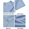 image:imageCOOFANDY Mens Casual Henley Shirt Band Collar Short Sleeve Shirt for Mens Summer Beach TShirts VacationLight Blue