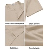 image:imageCOOFANDY Mens Casual Henley Shirt Band Collar Short Sleeve Shirt for Mens Summer Beach TShirts VacationLight Brown