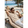 image:imageCOOFANDY Mens Casual Henley Shirt Band Collar Short Sleeve Shirt for Mens Summer Beach TShirts VacationLight Brown