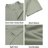 image:imageCOOFANDY Mens Casual Henley Shirt Band Collar Short Sleeve Shirt for Mens Summer Beach TShirts VacationLight Green