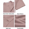 image:imageCOOFANDY Mens Casual Henley Shirt Band Collar Short Sleeve Shirt for Mens Summer Beach TShirts VacationLight Pink