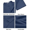 image:imageCOOFANDY Mens Casual Henley Shirt Band Collar Short Sleeve Shirt for Mens Summer Beach TShirts VacationNavy Blue