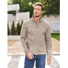 image:imageCOOFANDY Mens Casual Pullover Sweater Quarter Button Fleece Sweatshirt Knitted Thermal SweatersAlight Khaki