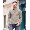 image:imageCOOFANDY Mens Casual Pullover Sweater Quarter Button Fleece Sweatshirt Knitted Thermal SweatersAlight Khaki