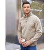 image:imageCOOFANDY Mens Casual Pullover Sweater Quarter Button Fleece Sweatshirt Knitted Thermal SweatersAlight Khaki