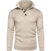 image:imageCOOFANDY Mens Casual Pullover Sweater Quarter Button Fleece Sweatshirt Knitted Thermal SweatersApricot