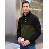 image:imageCOOFANDY Mens Casual Pullover Sweater Quarter Button Fleece Sweatshirt Knitted Thermal SweatersBlack Patchwork Army Green