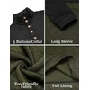 image:imageCOOFANDY Mens Casual Pullover Sweater Quarter Button Fleece Sweatshirt Knitted Thermal SweatersBlack Patchwork Army Green