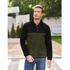 image:imageCOOFANDY Mens Casual Pullover Sweater Quarter Button Fleece Sweatshirt Knitted Thermal SweatersBlack Patchwork Army Green
