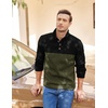 image:imageCOOFANDY Mens Casual Pullover Sweater Quarter Button Fleece Sweatshirt Knitted Thermal SweatersBlack Patchwork Army Green