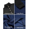 image:imageCOOFANDY Mens Casual Pullover Sweater Quarter Button Fleece Sweatshirt Knitted Thermal SweatersBlack Patchwork Navy Blue