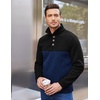 image:imageCOOFANDY Mens Casual Pullover Sweater Quarter Button Fleece Sweatshirt Knitted Thermal SweatersBlack Patchwork Navy Blue