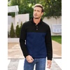 image:imageCOOFANDY Mens Casual Pullover Sweater Quarter Button Fleece Sweatshirt Knitted Thermal SweatersBlack Patchwork Navy Blue