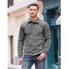 image:imageCOOFANDY Mens Casual Pullover Sweater Quarter Button Fleece Sweatshirt Knitted Thermal SweatersBlack and White
