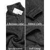 image:imageCOOFANDY Mens Casual Pullover Sweater Quarter Button Fleece Sweatshirt Knitted Thermal SweatersDark Grey