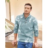 image:imageCOOFANDY Mens Casual Pullover Sweater Quarter Button Fleece Sweatshirt Knitted Thermal SweatersMint Green Heather