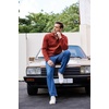 image:imageCOOFANDY Mens Casual Pullover Sweater Quarter Button Fleece Sweatshirt Knitted Thermal SweatersWine Red