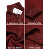 image:imageCOOFANDY Mens Casual Pullover Sweater Quarter Button Fleece Sweatshirt Knitted Thermal SweatersWine Red