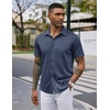 image:imageCOOFANDY Mens Casual Wrinkle Free Shirts Short Sleeve Button Down Summer Stretch Dress ShirtWhite Geometric Shape Blue