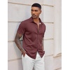 image:imageCOOFANDY Mens Casual Wrinkle Free Shirts Short Sleeve Button Down Summer Stretch Dress ShirtWhite Polka Dots Wine Red