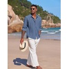 image:imageCOOFANDY Mens Cuban Guayabera Shirt Casual Button Down Shirts Long Sleeve Summer Beach ShirtsGray Blue