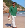 image:imageCOOFANDY Mens Cuban Guayabera Shirt Casual Button Down Shirts Long Sleeve Summer Beach ShirtsOasis Green