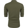 image:imageCOOFANDY Mens Cuban Guayabera Shirt Casual Long Sleeve Button Down Shirts Band Collar Linen Summer Beach ShirtArmy Green