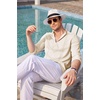 image:imageCOOFANDY Mens Cuban Guayabera Shirt Casual Long Sleeve Button Down Shirts Band Collar Linen Summer Beach ShirtBeige