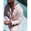 image:imageCOOFANDY Mens Cuban Guayabera Shirt Casual Long Sleeve Button Down Shirts Band Collar Linen Summer Beach ShirtBeige